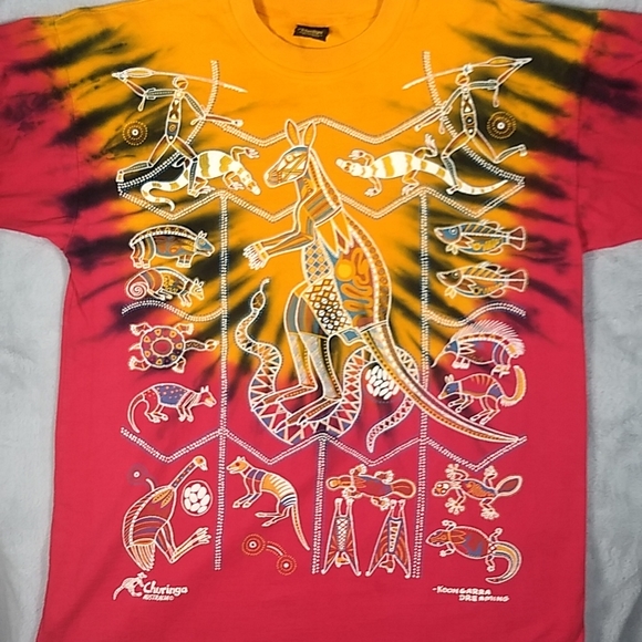 Churinga Australia Aboriginal Art Tie dye Size XL Vintage 90s - Picture 16 of 16